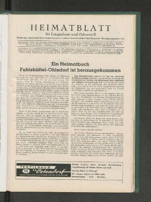 Ein Heimatbuch Fuhlsbüttel-Ohlsdorf ist herausgekommen