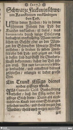 Ein Trunk Essigs dienet wider gifftge Stich