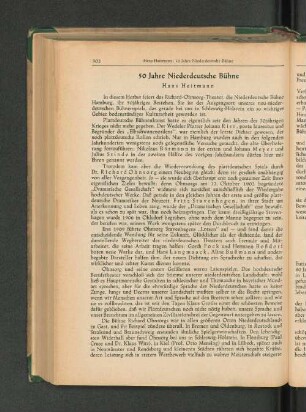 50 Jahre Niederdeutsche Bühne