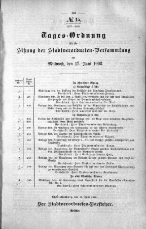 Tages-Ordnung, 17. Juni 1903