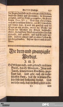 Die drey und zwantzigste Predigt.