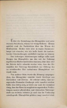 Ueber die Wechselbeziehung zwischen Haemoglobin und Protoplasma nebst Beobachtungen zur Frage vom Wechsel der rothen Blutkörperchen in der Milz