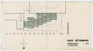 Haus Lietzenburg Meineckestraße 11/ Lietzenburger Straße 60, Berlin-Wilmersdorf: Grundriss 2. Obergeschoss 1:200