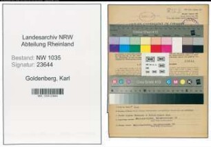Entnazifizierung Karl Goldenberg , geb. 29.07.1902 (Versandgehilfe)