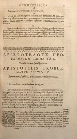 Aristotelis Problematum Sectio IX.