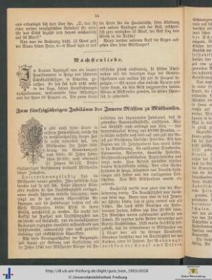 Zum fünfzigjährigen Jubiläum der Innern Mission zu Mülhausen.