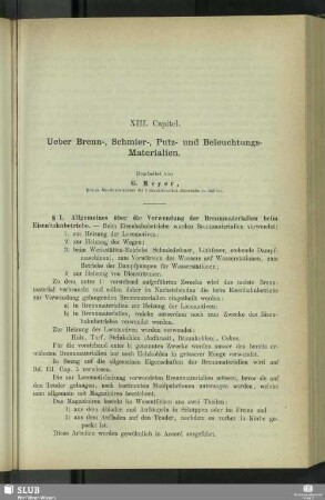 XIII. Capitel. Ueber Brenn-, Schmier-, Putz- und Beleuchtungs-Materialien