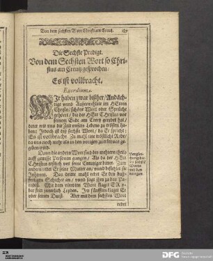 Die Sechste Predigt/ von dem Sechsten Wort Christi am Creutz.