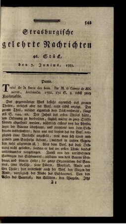 46. Stück, den 7. Junius, 1783.