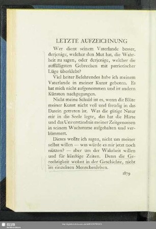 Letzte Aufzeichnung