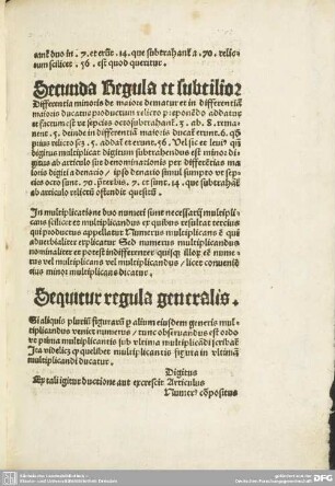 Secunda Regula et subtilior
