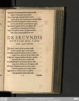 De Secundis Nuptiis Dn. Thomae Matthiae.