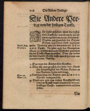 Die Andere Predigt von der heiligen Tauffe.
