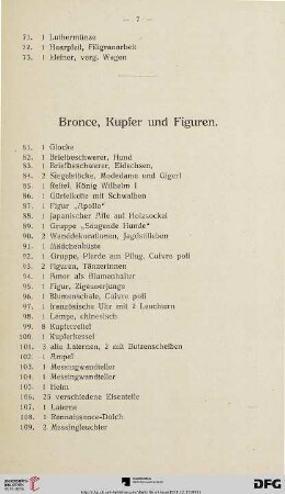 Bronce, Kupfer und Figuren (Nr. 81-113)