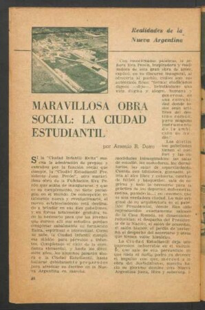 Maravillosa obra social: La Ciudad Estudiantil : Realidades de la Nueva Argentina
