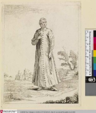 [Nonne mit Rosenkranz in Landschaft]