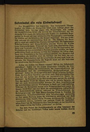 Schmiedet die rote Einheitsfront!