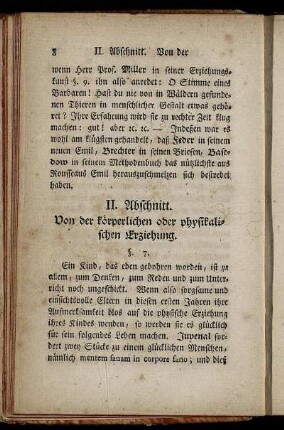 II. Abschnitt. Von der körperlichen oder physikalischen Erziehung.