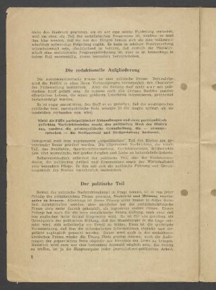 Die redaktionelle Aufgliederung