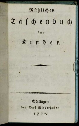 1797: Nützliches Taschenbuch für Kinder