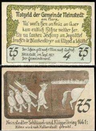 Neinstedt 75 Pfennig, Notgeldserie
