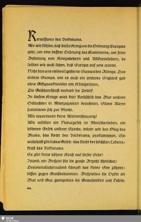 [Renaissance des Volkstums / Das Ostwunder deutscher Rückkehrer]