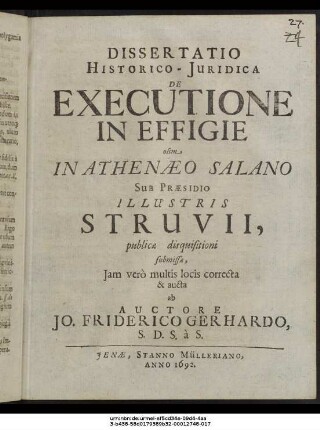 Dissertatio Historico-Iuridica De Executione In Effigie