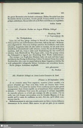 Friedrich Christoph Perthes an August Wilhelm von Schlegel, Hamburg, 28.09.1808