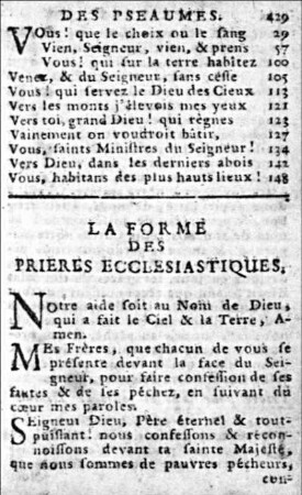 La forme des Prieres Ecclesiastiques