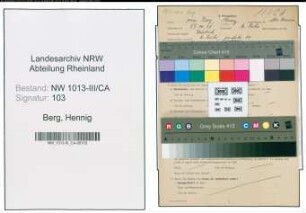 Entnazifizierung Hennig Von Berg , geb. 29.10.1898 ()