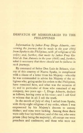 Despatch of missionaries to the Philippines