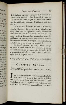 Chapitre Second. Des qualités que doit avoir un camp.