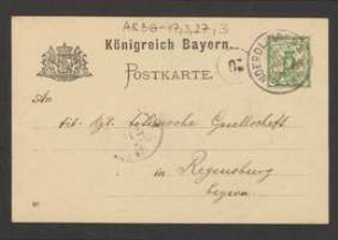 Brief von Georg Hoock an Regensburgische Botanische Gesellschaft