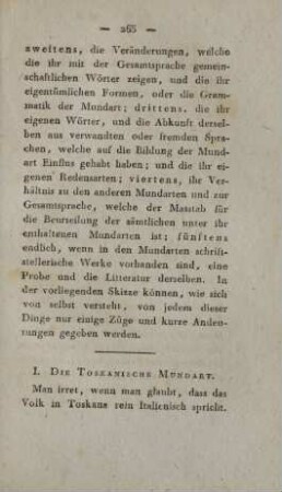 I. Die Toskanische Mundart