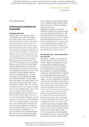Verbindung, Freundschaft und Kooperation