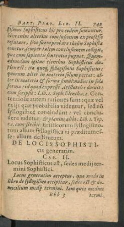 De Locis Sophisticis generatim. Cap. II.
