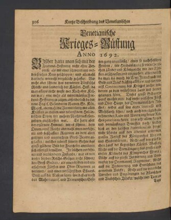 Venetianische Krieges-Rüstung Anno 1692.