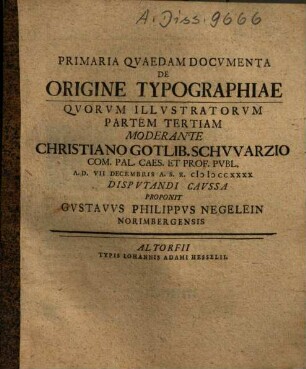 Primaria Qvaedam Docvmenta De Origine Typographiae, 3