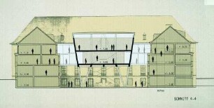 Entwurf zur Erweiterung des Ernst-von-Hülsen-Hauses (2. Preis des Architektenwettbewerbs, Nr. 26) — Schnitt 4-4 (Nord-Süd-Richtung)