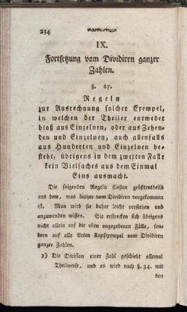 IX. Fortsetzung vom Dividiren ganzer Zahlen.