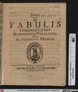 De Fabulis Commentatio Mythologico-Philologica