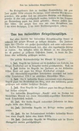 Von den italienischen Kriegsschauplätzen