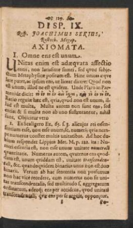 Disp. IX. Resp. Joachimus Sekius