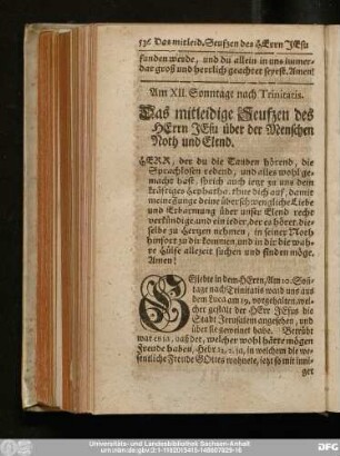 Am XII. Sonntage nach Trinitatis. Das mitleidige Seufzen des Herrn Jesu über der Menschen Noth und Elend.