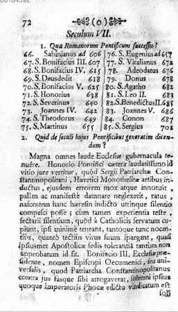 Seculum VII. [Das siebende Jahr-Hundert]