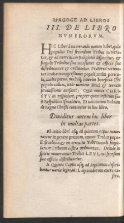 III. De Libro Numerorum.