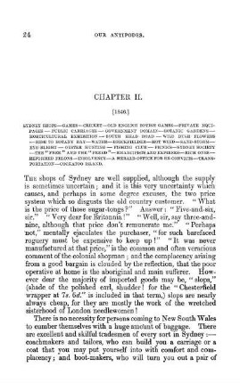 CHAPTER II. - Sydney Shops - Games - Cricket - Old English Boyish Games - Private Equipages.