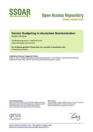 Gender Budgeting in deutschen Bundesländern