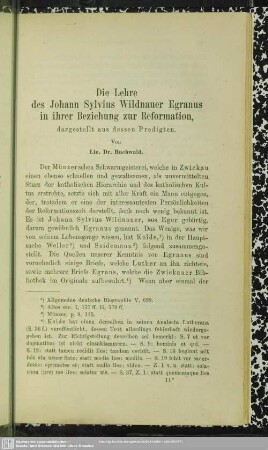 Die Lehre des Johann Sylvius Wildnauer Egranus in ihrer Beziehung zur Reformation : dargestellt aus dessen Predigten