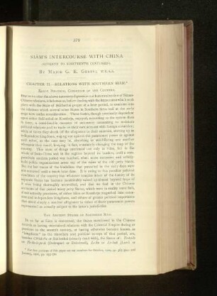 Siam's Intercourse with China. (Seventh to Nineteenth Centuries).